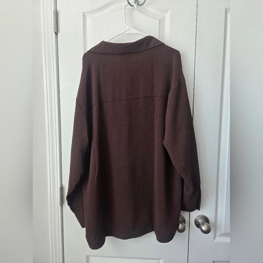 Andree Oversized Brown Button-Up Shirt Size 1x Nwt - Picture 2 of 3